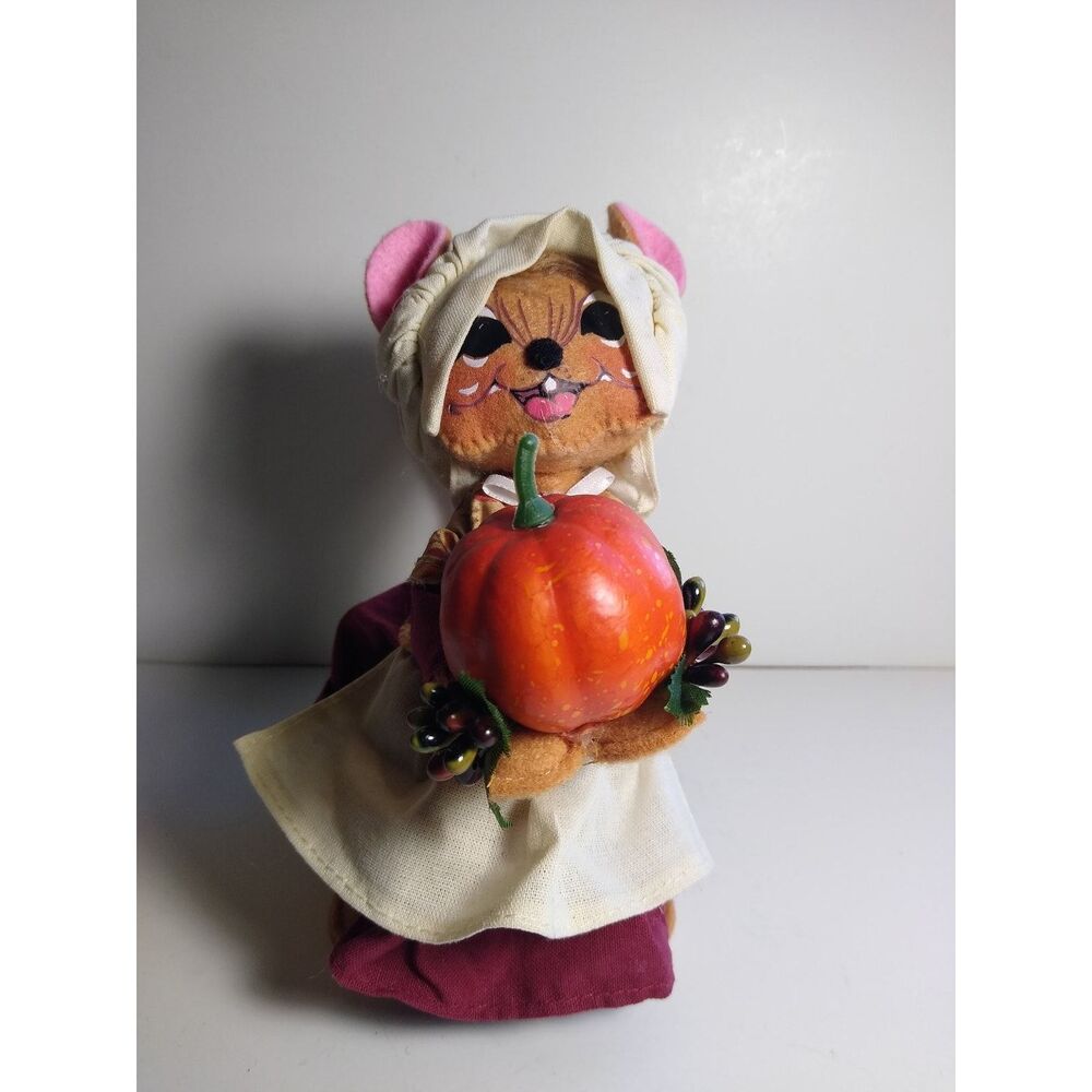 Annalee Dressed Mouse Figurine Thanksgiving Harvest Fabric 6" Tall Original